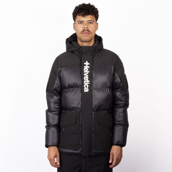 Helvetica Mens Black Queyras Hooded Jacket