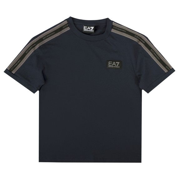 EA7 Emporio Armani Boys Blue Stripe Tape T Shirt