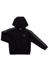 EA7 Emporio Armani Boys Black Stripe Tape Full Zip Hoody