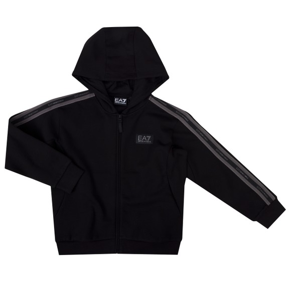 EA7 Emporio Armani Boys Black Stripe Tape Full Zip Hoody