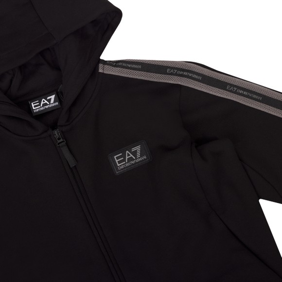 EA7 Emporio Armani Boys Black Stripe Tape Full Zip Hoody