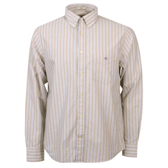 Gant Mens Beige Classic Striped Oxford Shirt main image