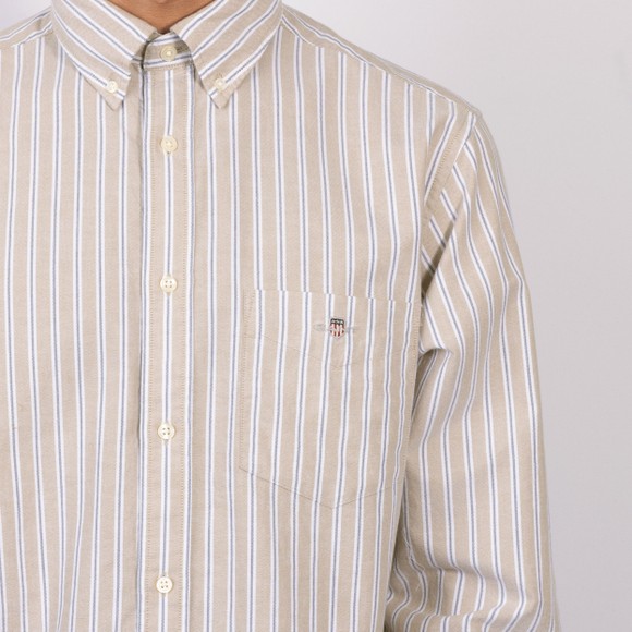Gant Mens Beige Classic Striped Oxford Shirt main image