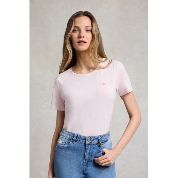 Holland Cooper Womens Pink Relaxed Fit Monogram T-Shirt #3
