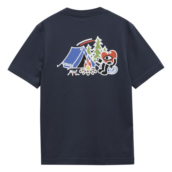 Barbour X Mul Mens Blue Camping Trip T-Shirt #3