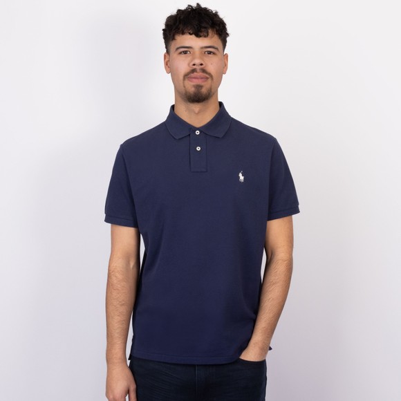 Polo Ralph Lauren Mens Blue Custom Slim Fit Short Sleeve Polo Shirt #3