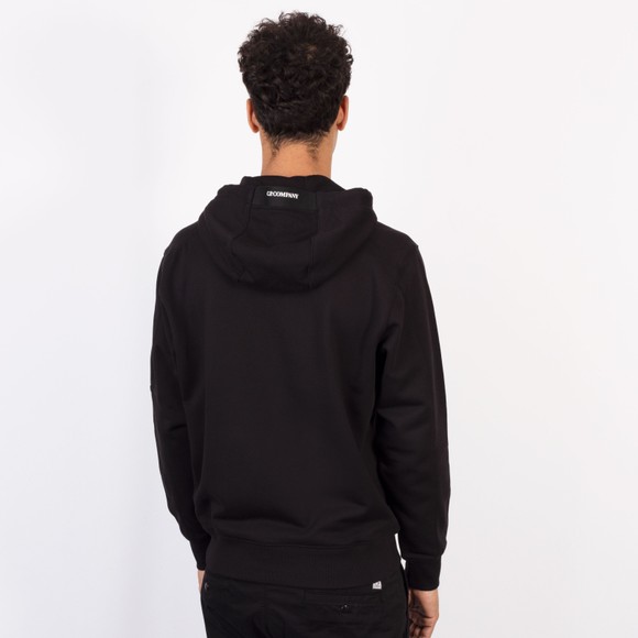 C.P. Company Mens Black Diagonal Raised Fleece Hooded Lens Sweatshirt #4