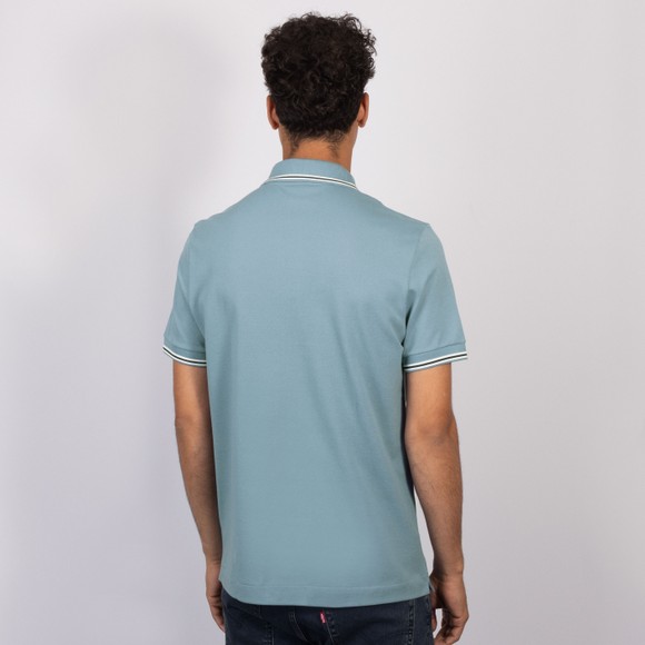 Lacoste Mens Blue Stripe Collar Pique Polo Shirt #4