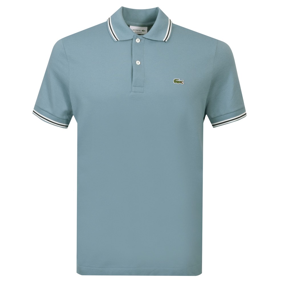 Stripe Collar Pique Polo Shirt