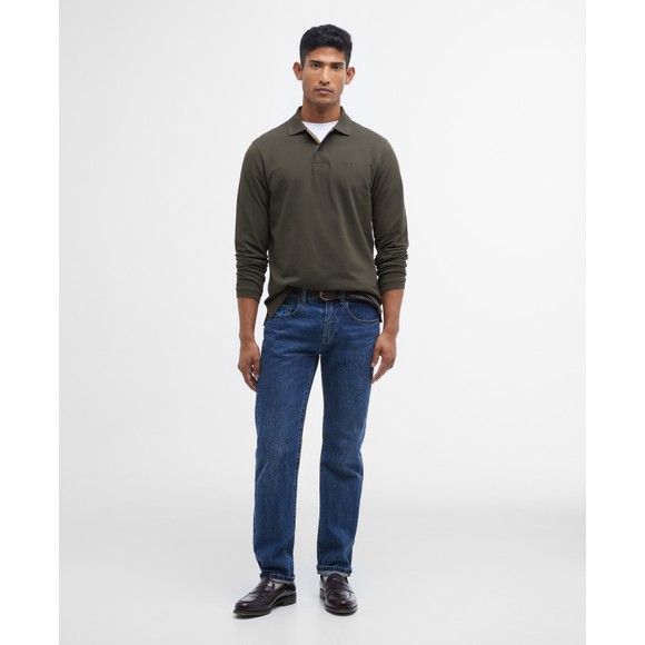 Barbour Countrywear Mens Green L/S Tartan Pique Polo Shirt #3