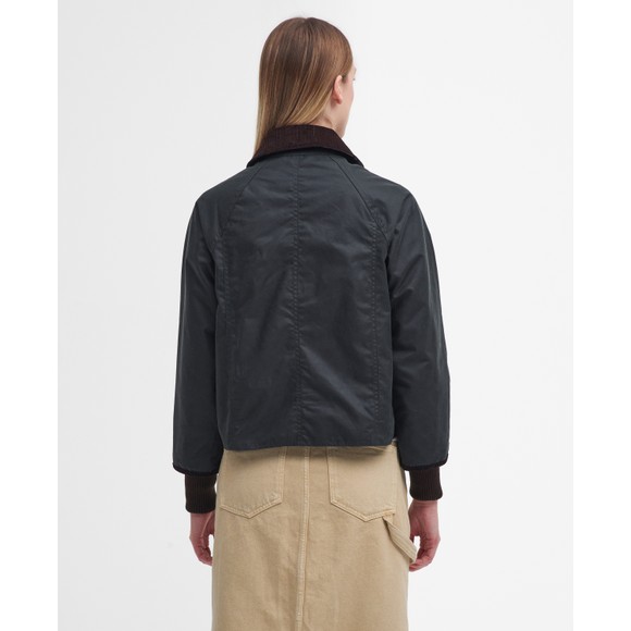 Barbour Lifestyle Womens Green Cropped Beadnell Wax Jacket #4