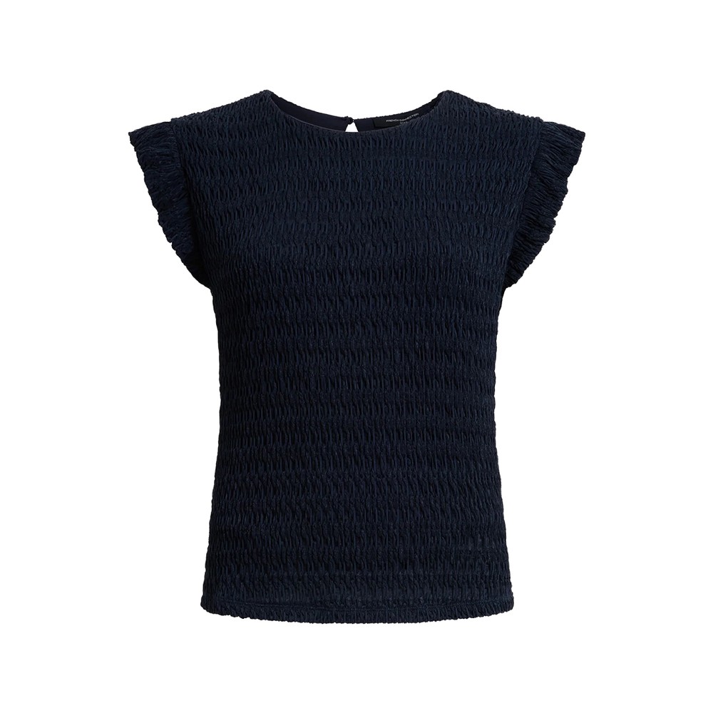 Zinnia Textured Stripe Frill Sleeve Top