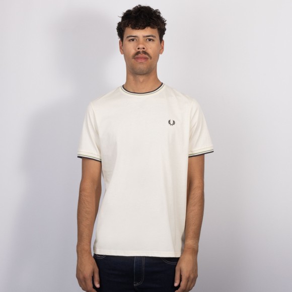Fred Perry Mens Off-White Twin Tipped T-Shirt #2