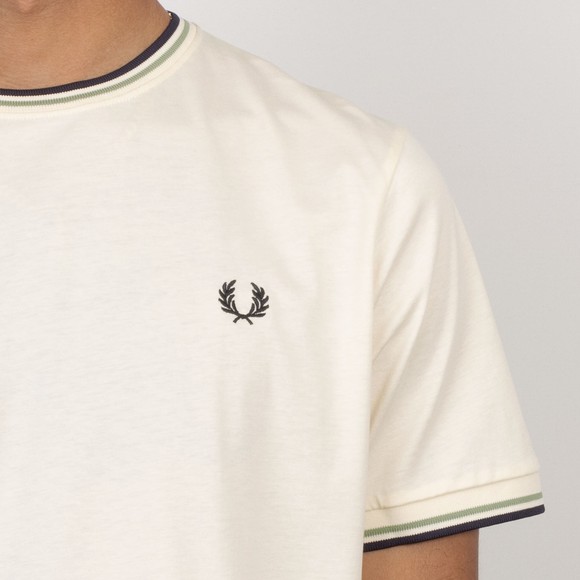 Fred Perry Mens Off-White Twin Tipped T-Shirt #3