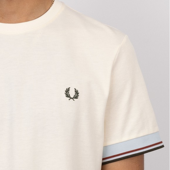 Fred Perry Mens Off-White Twin Tipped Cuff T-Shirt #3