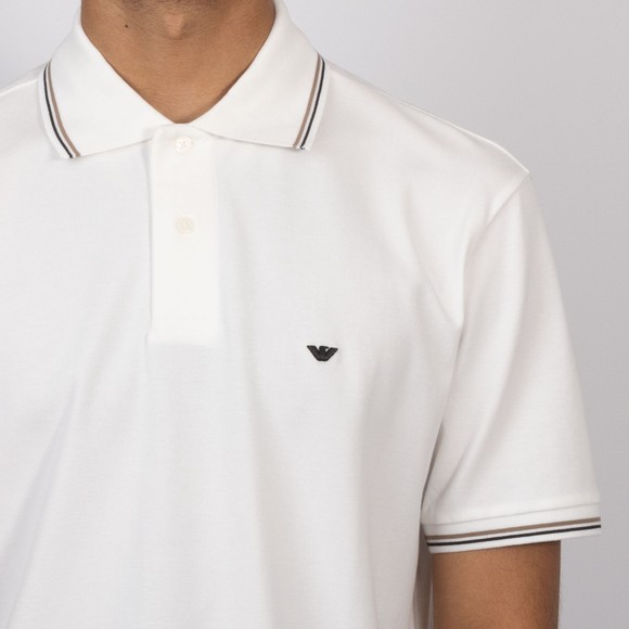 Emporio Armani Mens White Twin Tipped Polo Shirt #3