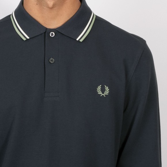 Fred Perry Mens Blue L/S Tipped Polo #3