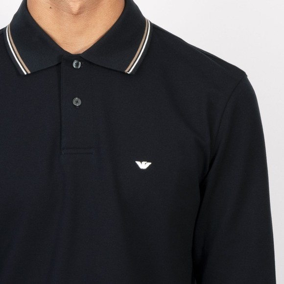 Emporio Armani Mens Blue Twin Tipped Long Sleeve Polo Shirt #3