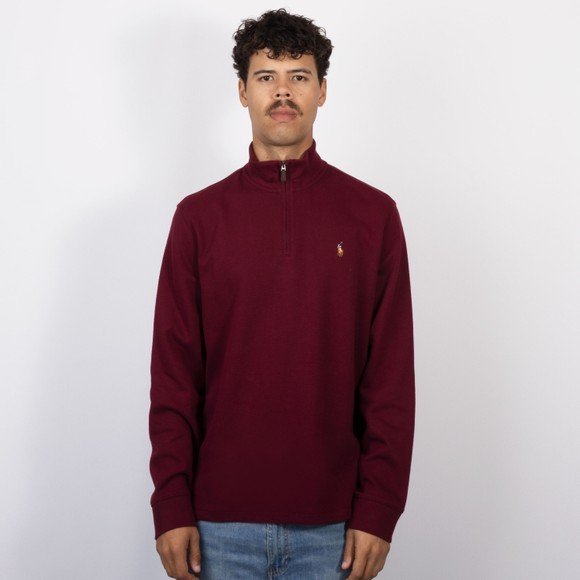 Polo Ralph Lauren Mens Red Estate Rib Half Zip Jumper #2