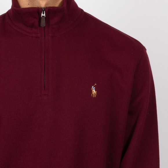 Polo Ralph Lauren Mens Red Estate Rib Half Zip Jumper #3