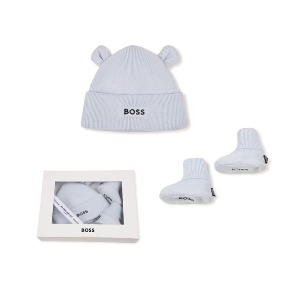 BOSS Baby Boys Blue J53569 Hat & Bootie Set #4