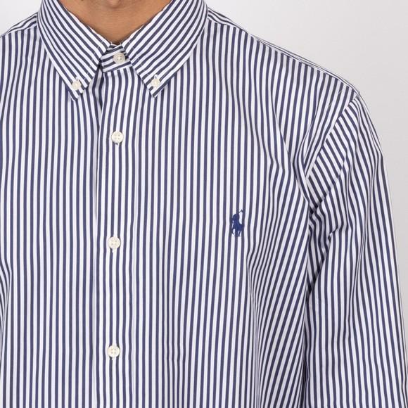 Polo Ralph Lauren Mens Blue Custom Fit Striped Poplin Shirt #3