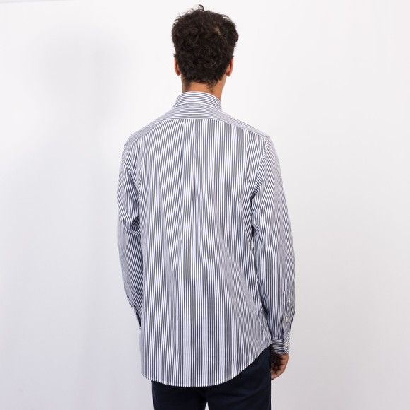 Polo Ralph Lauren Mens Blue Custom Fit Striped Poplin Shirt #4