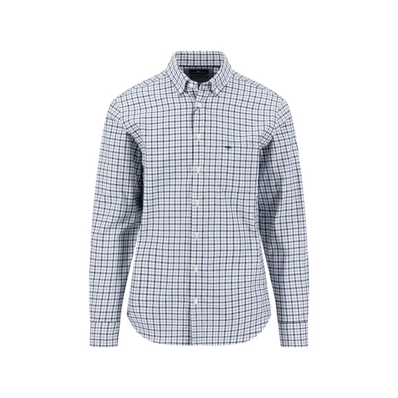 Fynch Hatton Mens Blue Dobby Check Shirt main image