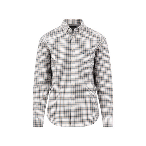 Fynch Hatton Mens Green Dobby Check Shirt main image