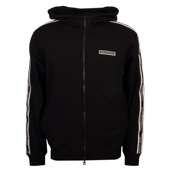 EA7 Emporio Armani Mens Black Full Zip Taped Hoodie main image