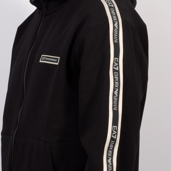 EA7 Emporio Armani Mens Black Full Zip Taped Hoodie main image