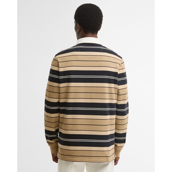 Barbour Lifestyle Mens Beige Frith Tartan Stripe Rugby Shirt #4