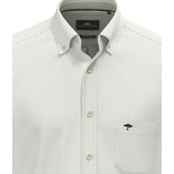 Fynch Hatton Mens Green Fine Stripe Oxford Shirt main image