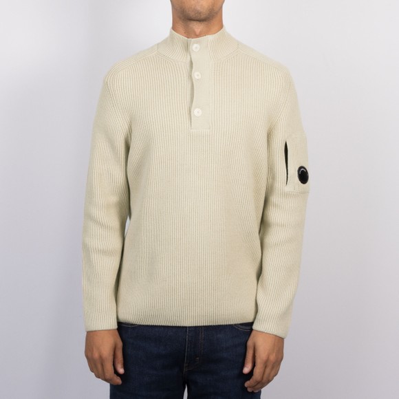 C.P. Company Mens Grey Full Rib Cotton Half Button Lens Sweater #3