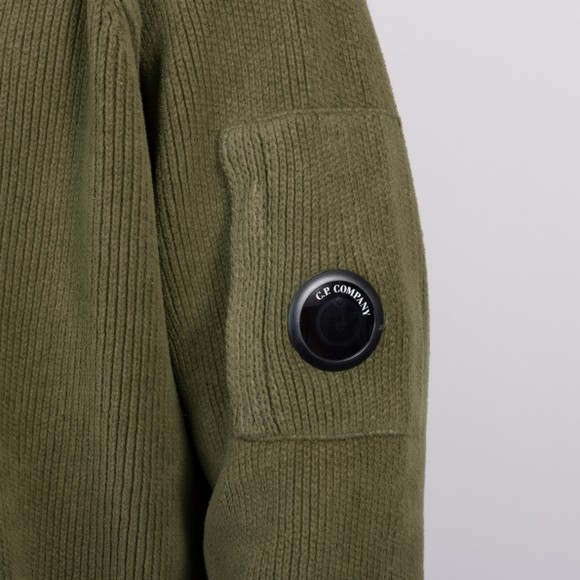 C.P. Company Mens Green Chenille Cotton Crew Neck Lens Sweater #3