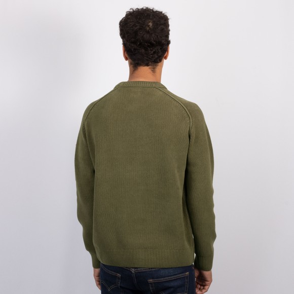 C.P. Company Mens Green Chenille Cotton Crew Neck Lens Sweater #4
