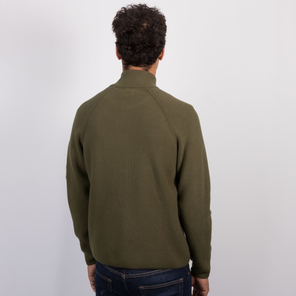 C.P. Company Mens Green Waffle Knit Cotton Zip Lens Cardigan #3