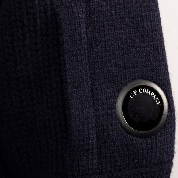 C.P. Company Mens Blue Lambswool Button Lens Sweater #3