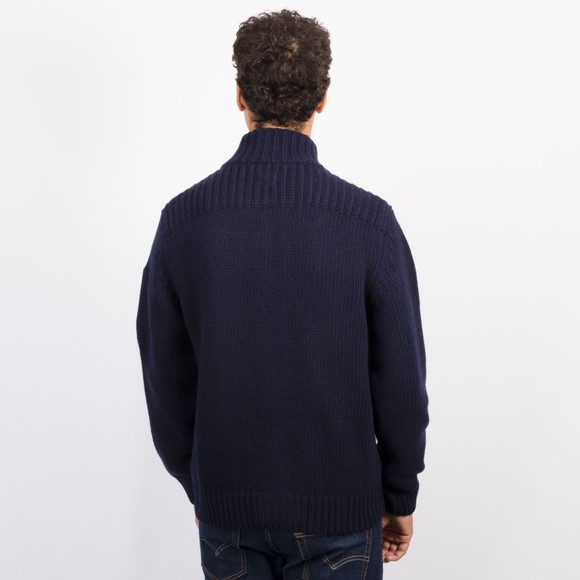 C.P. Company Mens Blue Lambswool Button Lens Sweater #4