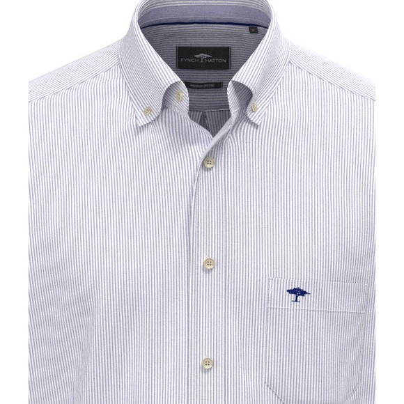 Fynch Hatton Mens Blue Fine Stripe Oxford Shirt main image
