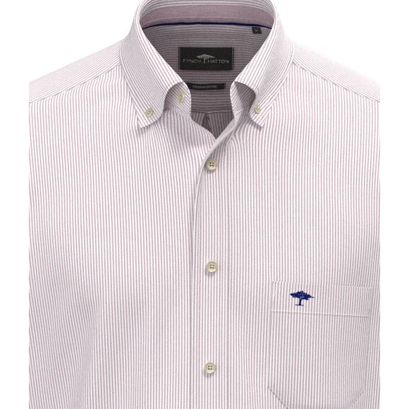 Fynch Hatton Mens Red Fine Stripe Oxford Shirt main image