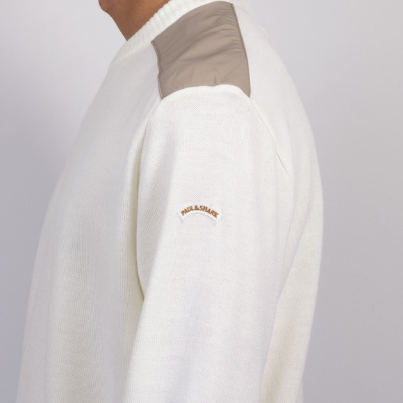Paul & Shark Mens Off-White Typhoon Nylon Shoulder Knitted Jumper #3