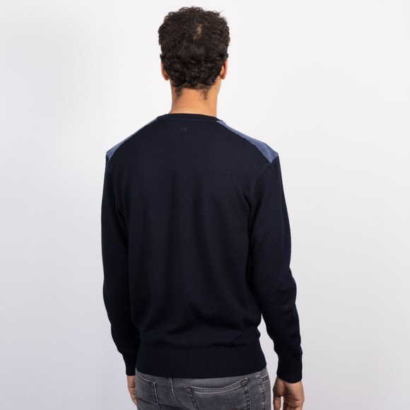 Paul & Shark Mens Blue Cord Shoulder Knitted Crew Jumper #3