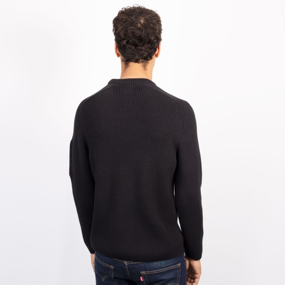 C.P. Company Mens Black Full Rib Cotton Crew Neck Lens Sweater #4