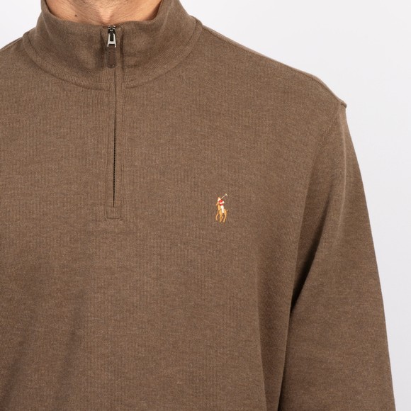 Polo Ralph Lauren Mens Brown Estate Rib Half Zip Jumper #3