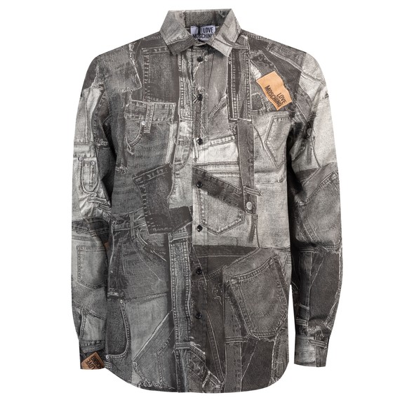 Love Moschino Mens Black Denim Back Patch Printed Shirt main image