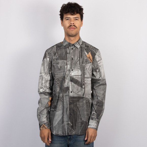 Love Moschino Mens Black Denim Back Patch Printed Shirt main image