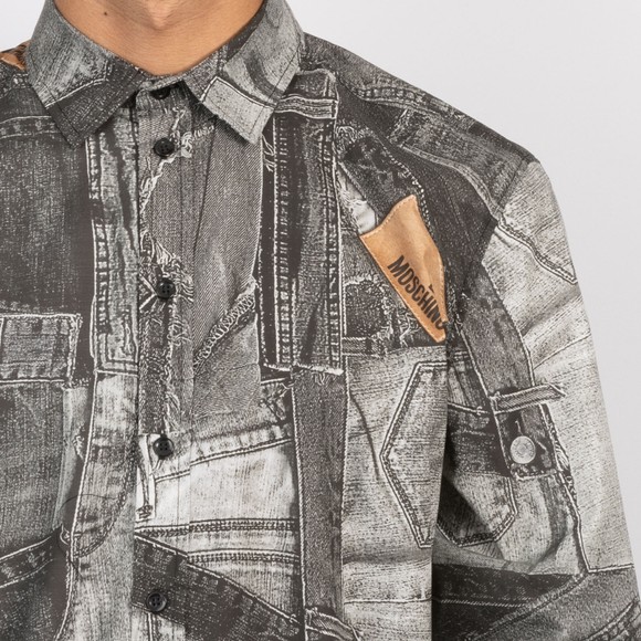 Love Moschino Mens Black Denim Back Patch Printed Shirt main image