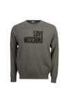 Love Moschino Mens Grey Big Logo Knitted Crewneck Jumper 