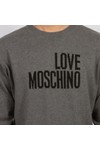 Love Moschino Mens Grey Big Logo Knitted Crewneck Jumper 